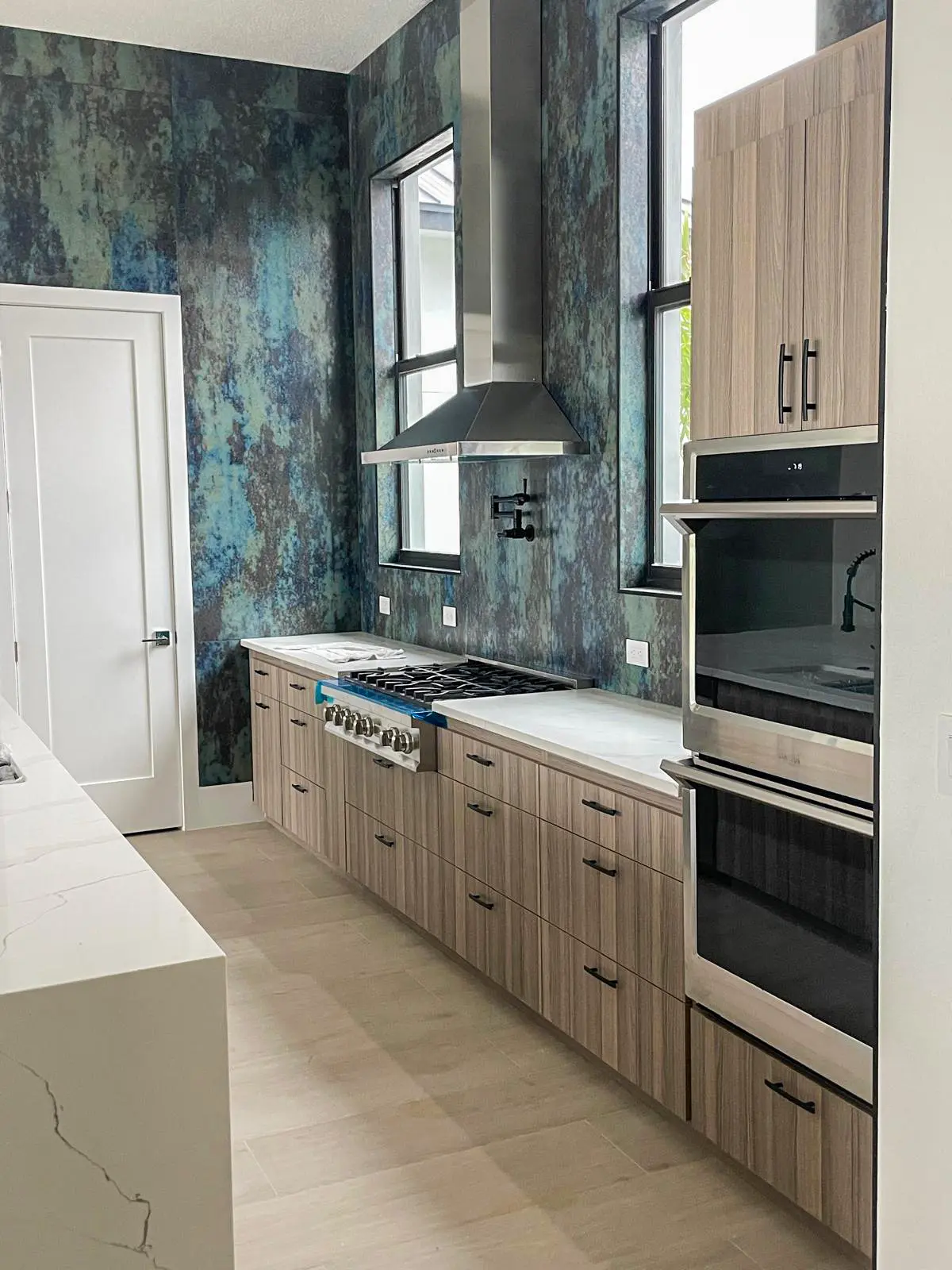 Custom Kitchen West Palm Beach FL - Where Bold Walls Meet Warm Wood