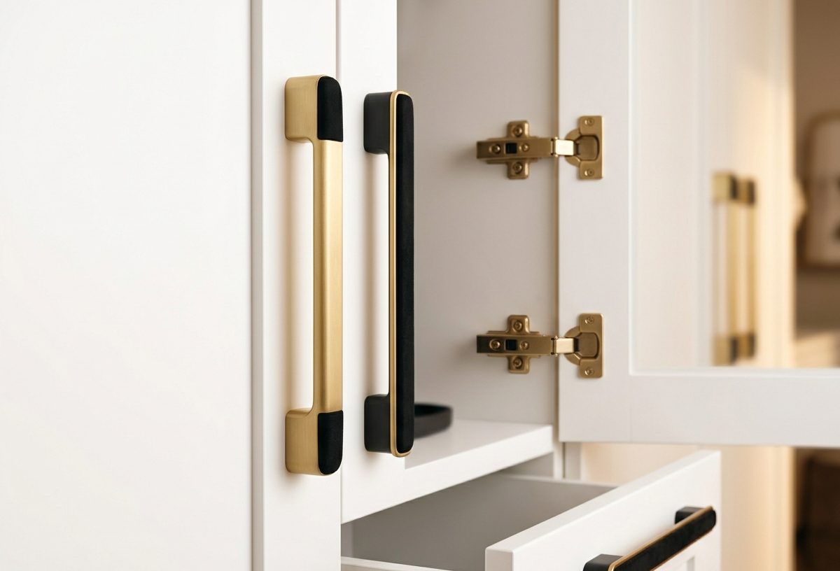 Premium Hardware - Soft-close hinges and designer handles on custom closets