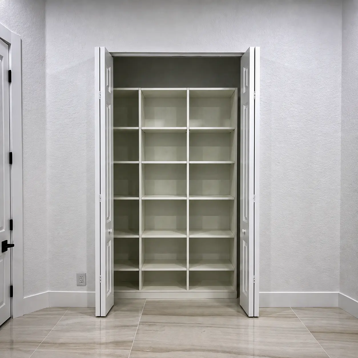 Cubbies for Every Pair - White built-in custom shoe closet organizer in Parkland, FL