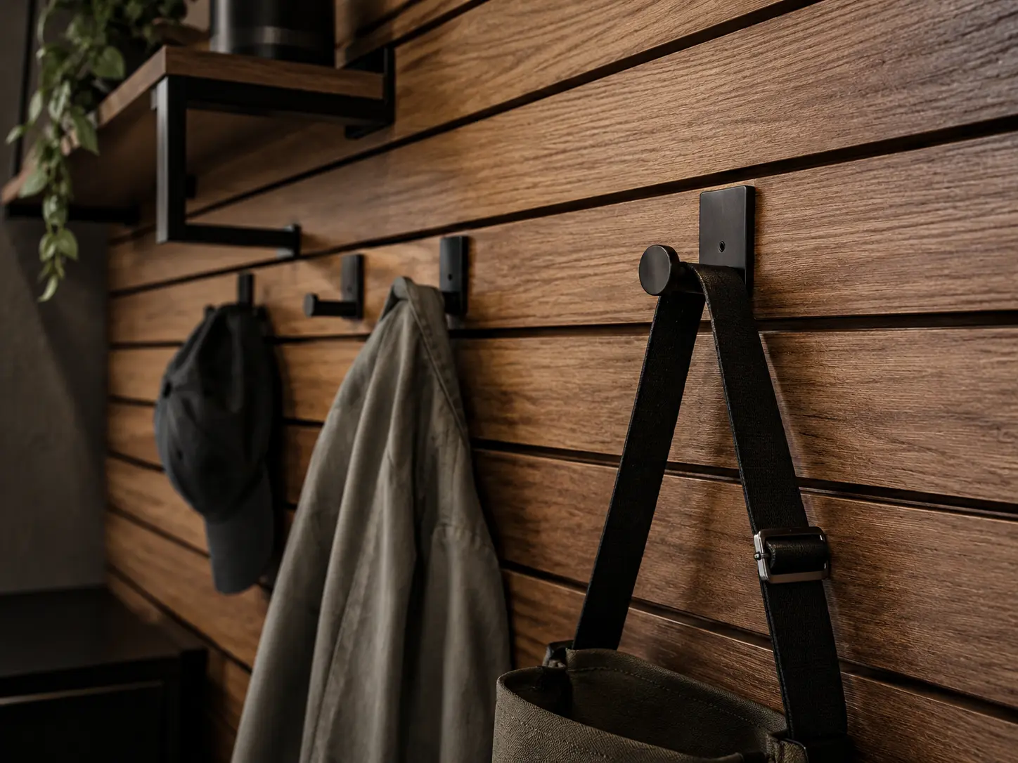 Wood slatwall panels for custom garage storage — Florida