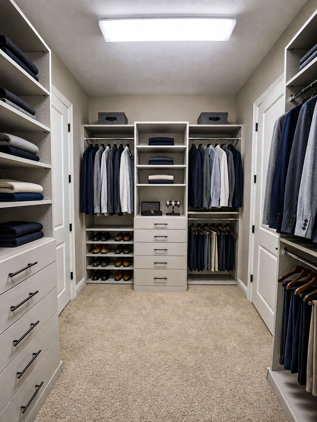 Custom walk-in closet zoning detail