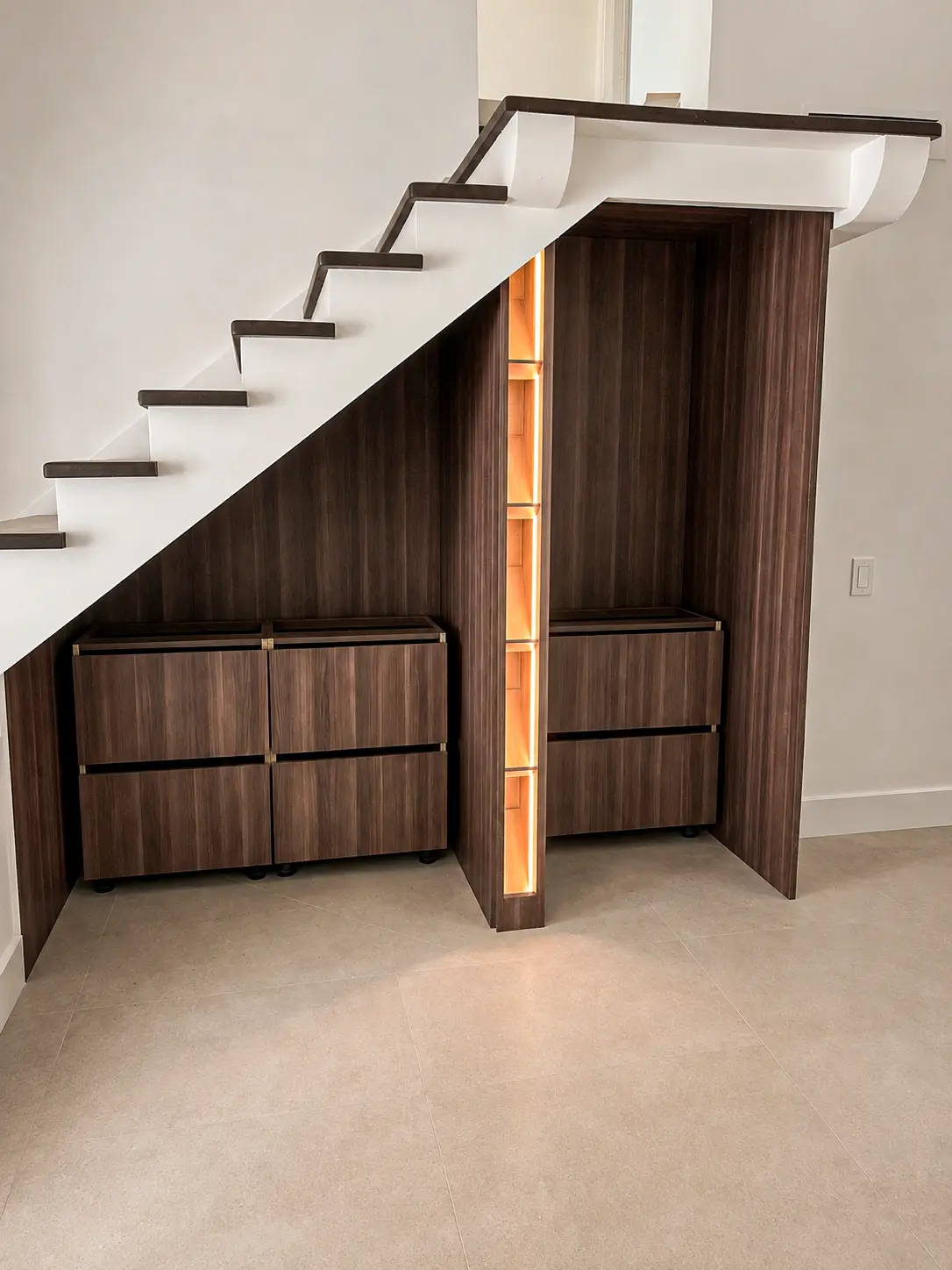Under-Stairs Wine Bar with Backlit Bottle Display in Weston, FL